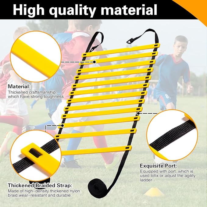 Football Agility Training Equipment 12 Agility ladders,4 Agility Hurdles,12 Disc