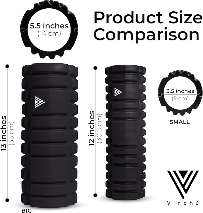 The Vinchu Foam Roller - Deep Tissue Massage Muscle Roller and Stretching Equipment for Sustainable Strength and Myofascial Trigger Point Release (Space Black, L)