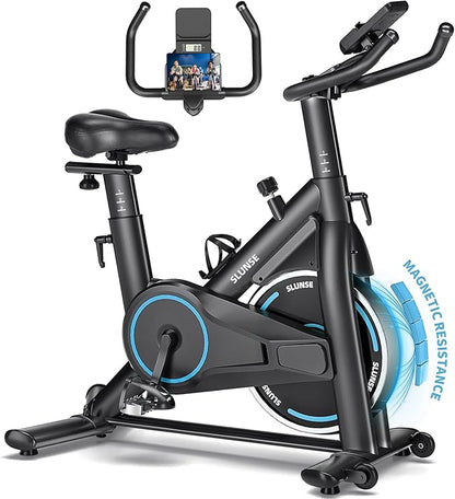 Exercise Bike, Adjustable Magnetic Resistance Brake Stationary Bikes for Home, Quiet Indoor Cycling Bike with Upgraded Seat Cushion, Digital Monitor & Phone Mount, 350lbs Weight Capacity