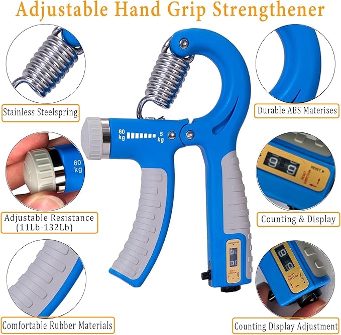 Grip Strength Trainer with Forearm Strengthener, Hand Grip Strengthener, Hand Extension Exerciser, Stress Relief Ball and Hand Grip Strengthener for Muscle Building and Injury Recover(5 PCS)