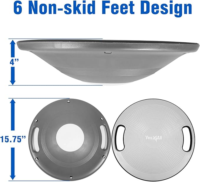 Yes4All Upgraded Wobble Balance Board, 16.34" TPE Non-slip, Stability Board for Home Gym, Standing Desk & Physical Therapy