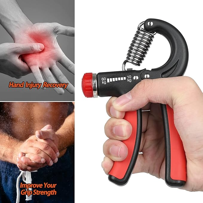 Grip Strength Trainer, Hand Grip Strengthener, Adjustable Resistance 22-132Lbs (10-60kg), Forearm Strengthener, Perfect for Musicians Athletes and Hand Injury Recovery