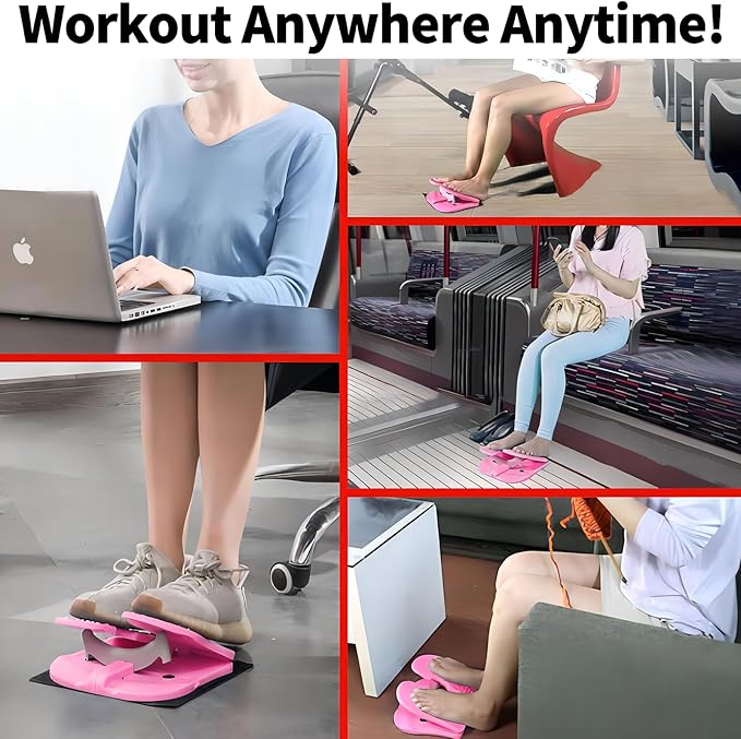 Mini Foldable Leg Exerciser Portable Foot Pedal Exercise Machine Under Desk Stepper Exercising Leg Muscles Physical Therapy Leg Exercise Relieves Varicose Veins at Home Office