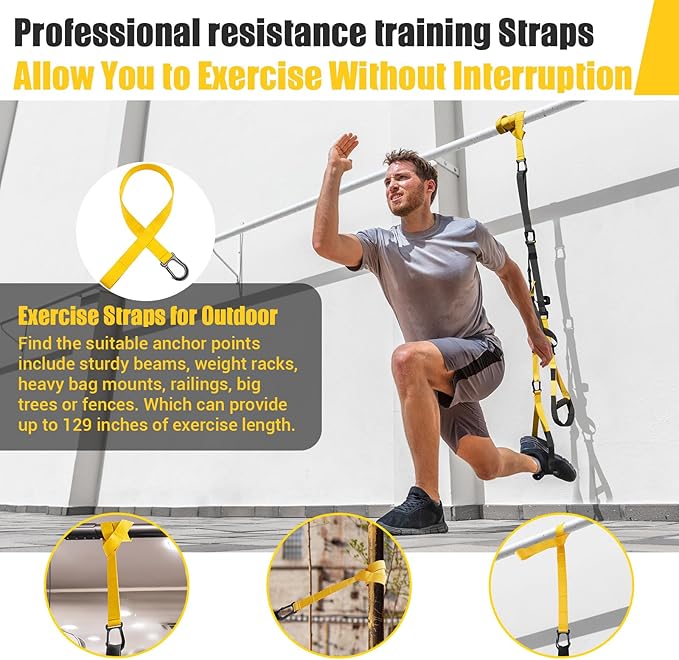 Home Resistance Training Kit, Resistance Trainer Exercise Straps with Handles, Door Anchor and Carrying Bag for Home Gym, Bodyweight Resistance Workout Straps for Indoor & Outdoor