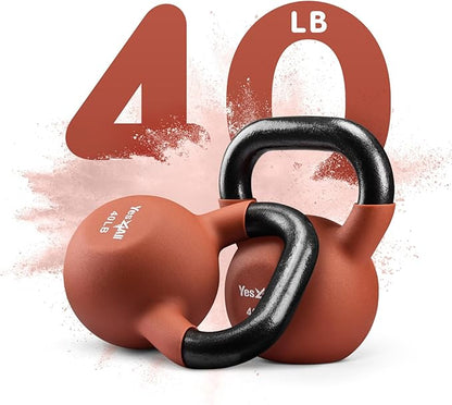 Yes4All Neoprene Coated/Adjustable Kettlebell & Kettlebell Sets - Hand Weights for Home Gym & Dumbbell Weight Set training