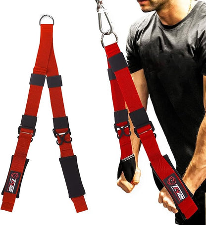 Tricep Rope Cable Attachment (Two Lengths Built in One) Greater Range of Motion,Tricep Pull Down Rope Extension Straps Cable Crossover Accessories