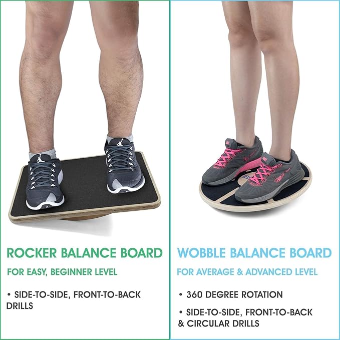 Yes4All 350LBS Professional Wooden Balance Board for Leg Workout, Anti-Slip Rocker Board, Wobble Board for Standing Desk