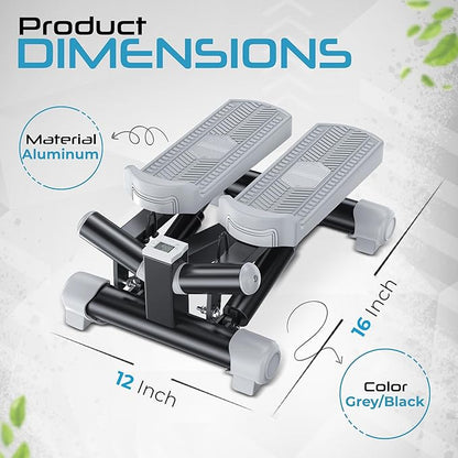 Advanced Steppers for Exercise - Stair Stepper with 350 LBS Weight Capacity, Cardio Equipment with Resistance Bands, Mini Stepper with Optional Twist Motion, Adjustable Height with LCD