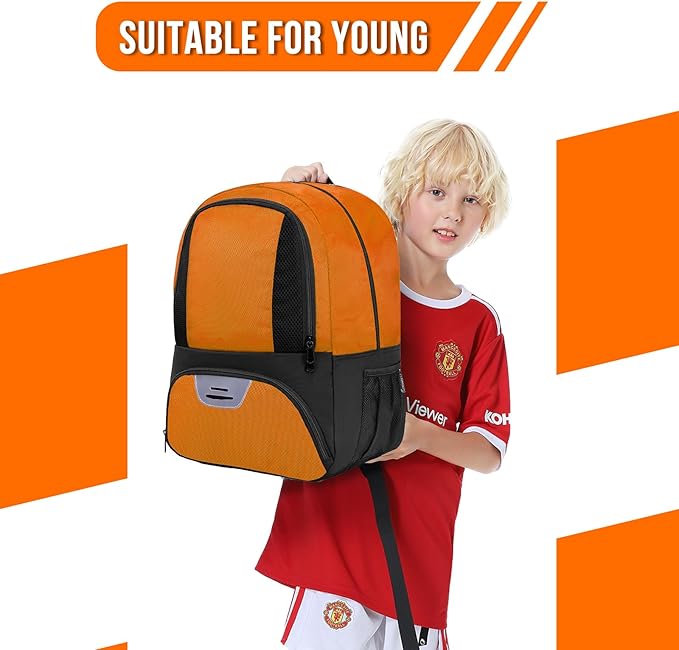 Soccer Bag&Soccer Backpack&Backpack for Football Volleyball Basketball,Sport Equipment Bags with Shoe compartment. (Orange)