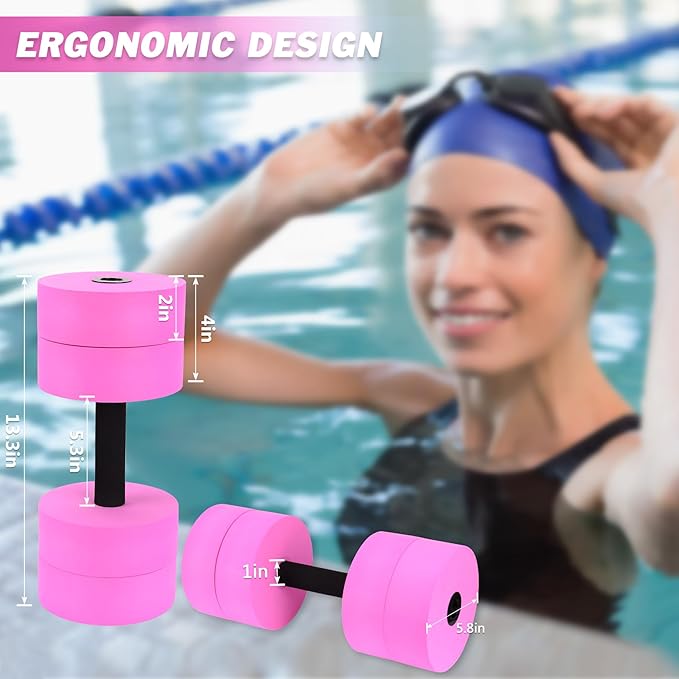 Aquatic Exercise Dumbbells Water Dumbbell Pool Resistance Aquatic Fitness Barbells with 4 High-Density EVA Foam Pool Weights Dumbbells, for Water Aerobics Weight Loss