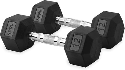 Dumbbells Hand Weights Set of 2 - Rubber Hex Chrome Handle Exercise & Fitness Dumbbell for Home Gym Equipment Workouts Strength Training Free Weights for Women, Men