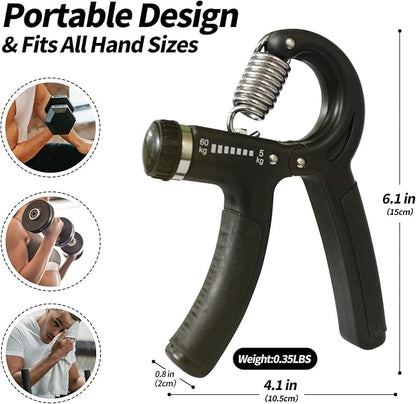 Grip Strength Trainer, Hand Gripper Strengthener with Adjustable Resistance 11-132 Lbs (5-60kg), Forearm Strengthener with Non-Slip Gripper for Muscle Building and Injury Recover Gym/Home