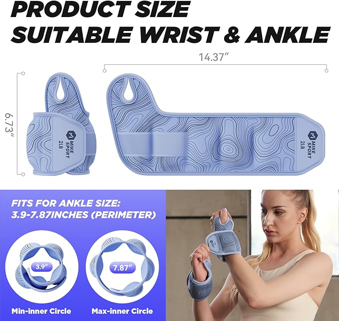 Ankle Weights 1 Pair 2 4 6 8 10 Lbs Wrist Leg Arm Weights for Women Men Kids, Strength Training Wrist and Ankle Weights Sets for Walking Fitness Gym Workout