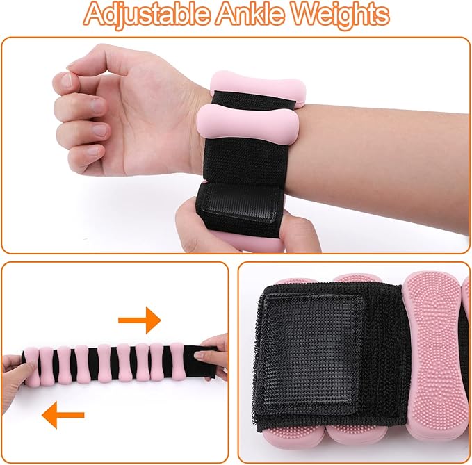 Adjustable Ankle Weights for Women Men Kids, Biupky 1 Pair 2 lb Wrist Weights Sets for Women, Strength Training Wearable Leg Weights for Yoga, Gym, Dance, Walking, Workout