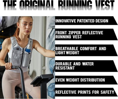 REVALI Running Vest, USA Original Patent, Zip Reflective Running Vests with 500ml Hydration Bottle, Adjustable Waistband & Breathable Material, Chest Pack Gear Phone Holder for Running, Men & Women