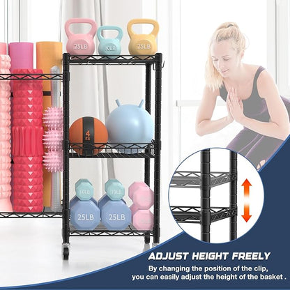 Yoga Mat Storage Rack, 350 LB Load Dumbbell Rack, Height Adjustable Home Gym Storage Weight Rack for Dumbbells Kettlebells Yoga Mat Yoga Ball