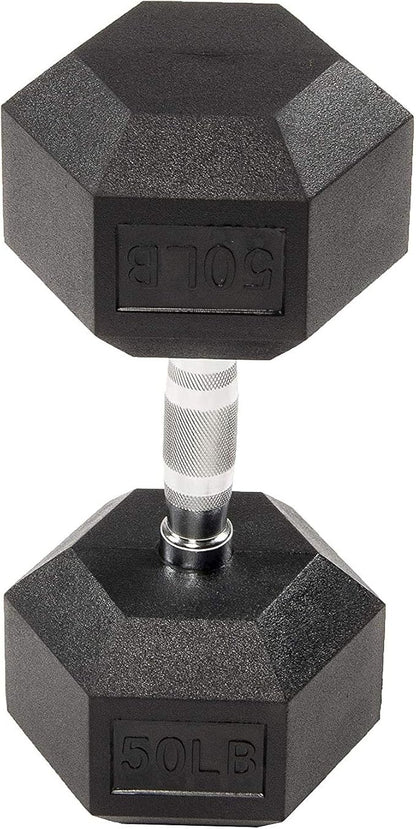 BalanceFrom Rubber Encased Hex Dumbbell in Pairs, Singles or Set