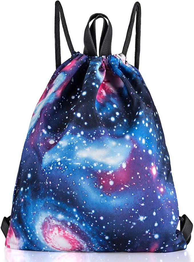 VanFn Drawstring Bags, Creative Design Gymsack, Unisex Sackpack, Casual Backpack, Sport's Equipment Bag Travel Bags (Galaxy)