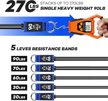 Heavy Resistance Bands for Working Out, NITEEN Resistance Bands with Handles Weight Exercise Bands for Men Women, Workout Bands with Door Anchor and Ankle Straps Strength Training Equipment