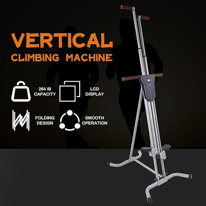 Signature Fitness Vertical Climber with Cast Iron Frame and Digital Display, Silver