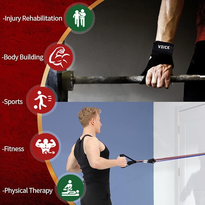 VEICK Resistance Bands, Exercise Bands, Workout Bands, Resistance Bands for Working Out with Handles for Men and Women, Exercising Bands for Fitness Weights Work Out at Home