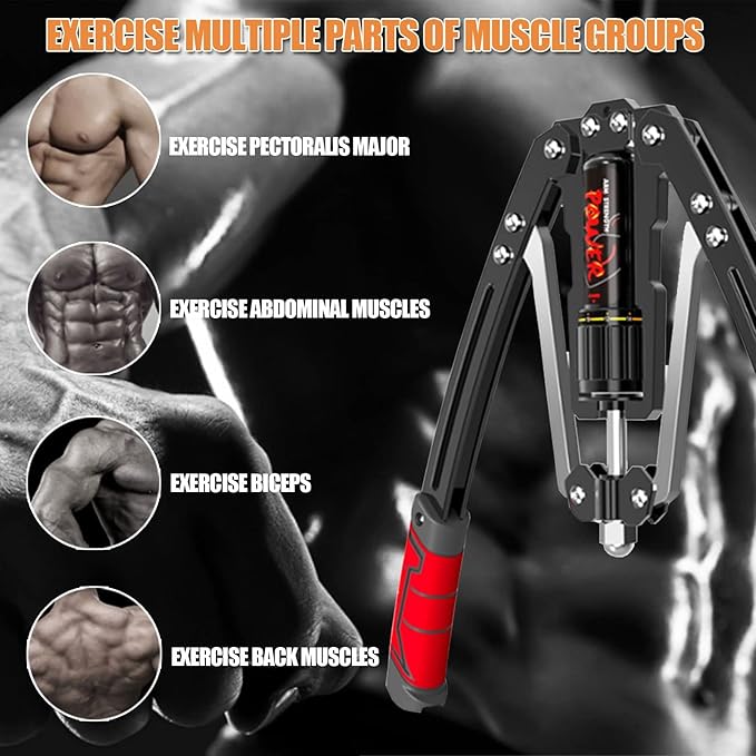 Arm Blaster Forearm Workout Equipment - ZHMNEG New Hydraulic Power Twister Spin Button 10 Gears Adjustable 22-440lbs,Thickened Carbon Steel, Handle Wear-Resistant Non-Slip PU Soft Rubber