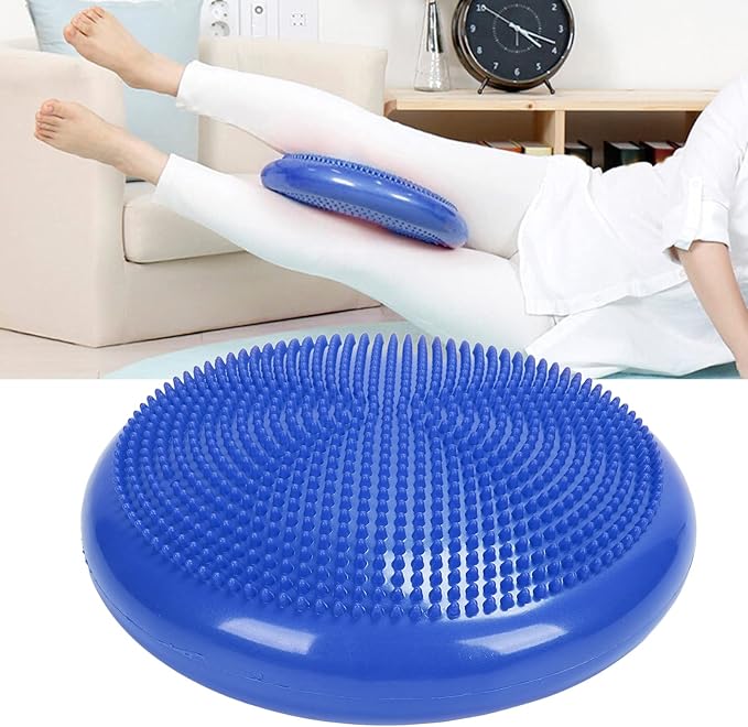 Yoga Balance Cushion, Convenient Use Inflated Stability Cushion Ankle Sprain Protection with Inflator Pump for Home for Fitness Room(Blue)