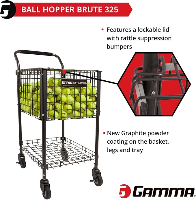 GAMMA Sports Brute 325, Holds 325 Tennis Balls, Premium Teaching Cart, Unique Sports Equipment, Large Ball Capacity, Heavy Duty, Ideal Training Accessories