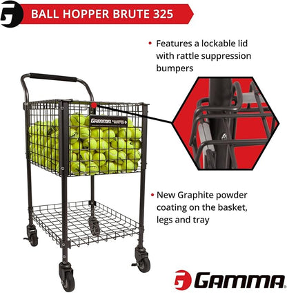 GAMMA Sports Brute 325, Holds 325 Tennis Balls, Premium Teaching Cart, Unique Sports Equipment, Large Ball Capacity, Heavy Duty, Ideal Training Accessories