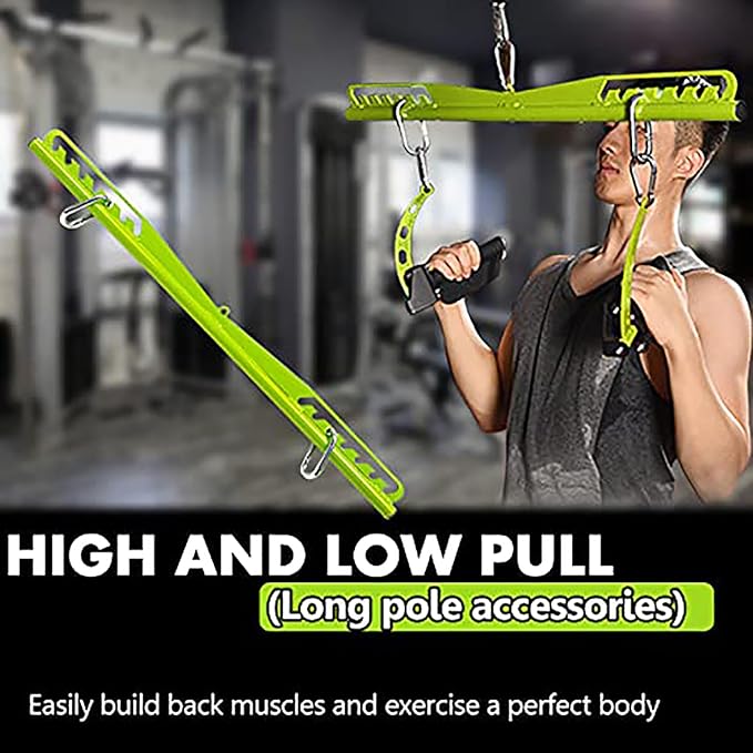 KORIKAHM Home Gym Fitness Spreader Bar, Multi-Grip Wide Lat Pull Down Bar, Neutral Grip Handle, Lat Pulldown Attachments Long Bar for Cable Pulley System Machine, T-bar Row Landmine Attachment