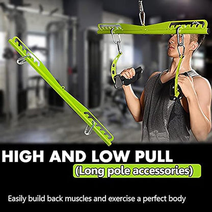 KORIKAHM Home Gym Fitness Spreader Bar, Multi-Grip Wide Lat Pull Down Bar, Neutral Grip Handle, Lat Pulldown Attachments Long Bar for Cable Pulley System Machine, T-bar Row Landmine Attachment