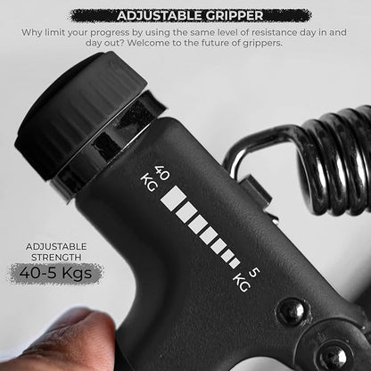 Boldfit Adjustable Hand Grip Strengthener, Hand Gripper for Men & Women for Gym Workout Hand Exercise Equipment to Use in Home for Forearm Exercise, Finger Exercise Power Gripper (5-40 Kg) Black