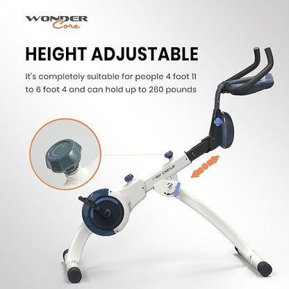 WONDER CORE Flex Cycle: 4-in-1 Stationary Exercise Bike, Folding Upright Recumbent Exercise Bike, Magnetic Resistance Indoor Cycling Bike, Workout Bike for Home, 260 Lbs Weight Capacity (White)