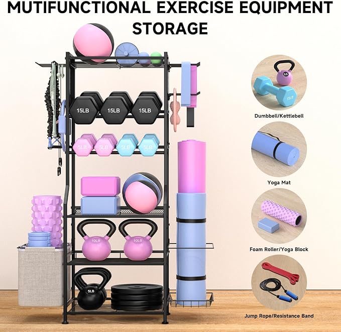 Dumbbell Rack, Home Gym Storage for Dumbbells Kettlebells