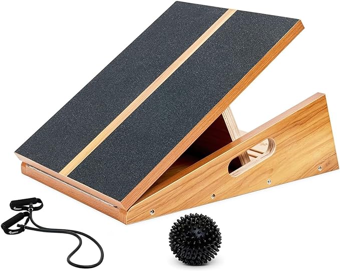 Professional Slant Board & Calf Stretcher - Foldable Wooden Slant Board for Squats - Adjustable Incline Board for Calf Stretching