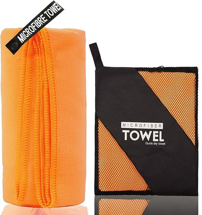 Microfiber Travel Towel, Soft Lightweight Quick Dry Towel, Super Absorbent Compact Travel & Sports & Beach Towels for Camping, Backpack, Gym, Swimming, Yoga, Hiking (S:16"×32" -Orange)