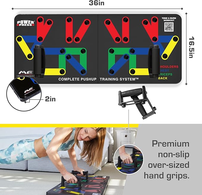 Push Up Board – Foldable Push Up Board for Men and Women, Push Up Handles with 30+ Color Coded Combo Positions for Exercise – At Home Workout Equipment Men, Pushup Board, Original