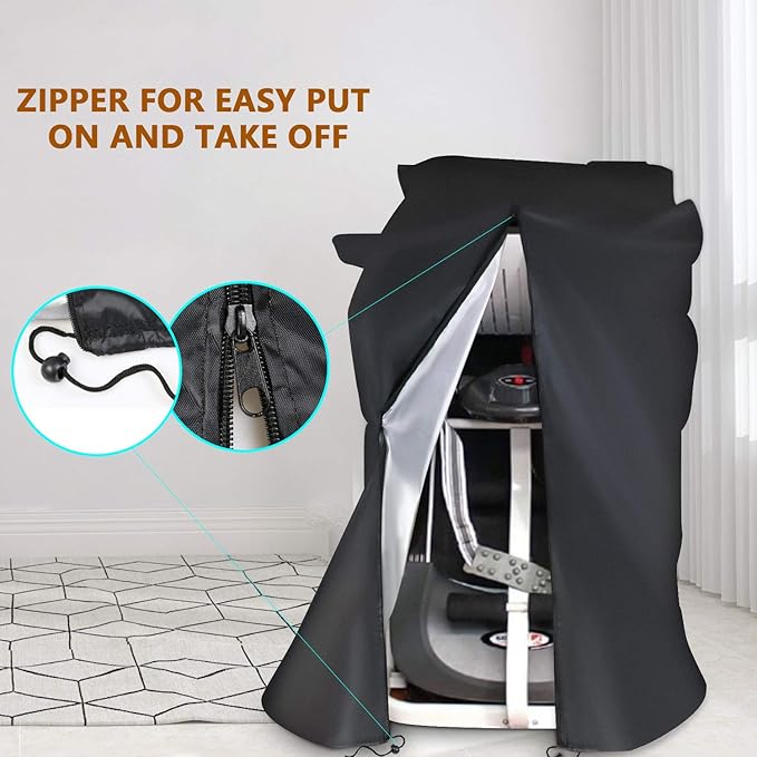 Treadmill Cover, Folding Treadmill Cover with Zipper, Dustproof and Waterproof Cover Fit for Exercise Sports Running Machine Equipment, Perfect for Indoor or Outdoor Use, Black…