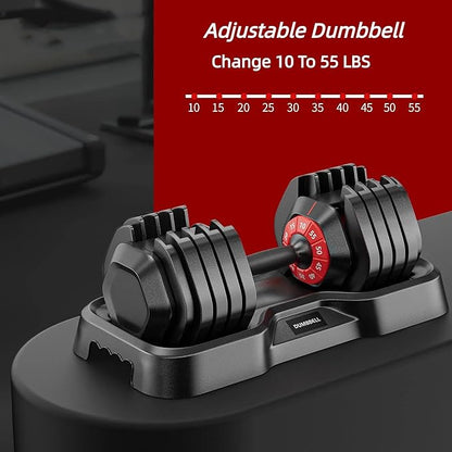 55LB Dumbbell, Adjustable Dumbbell Set, Free Dumbbell with Weights Change, Black Dumbbell with Secure Lock Slots, Adjustable Dumbbell for Men and Women for Home Gym, Black