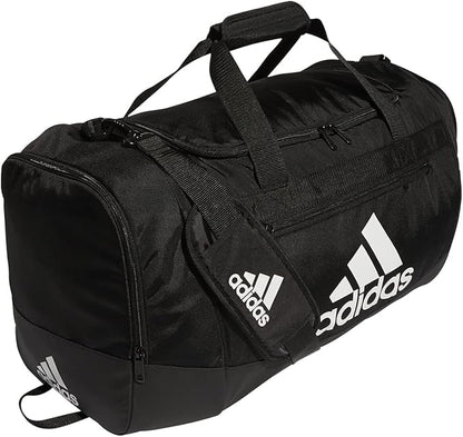 adidas Unisex Adult Defender 4 Medium Duffel Bag, Black/White, One Size