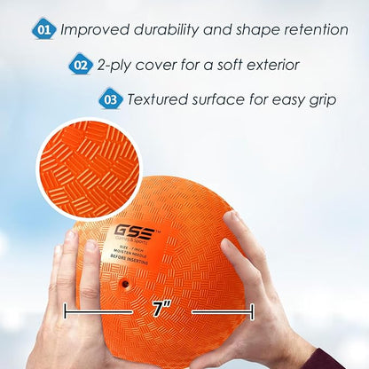 GSE Games & Sports Expert Inflatable Playground Balls, Kickball, Bouncy Dodge Ball, Handball. Great for 4 Square Ball Games, Gym, Yoga Exercises for Kids and Adults (7/8.5/10in, Several Colors Choice)