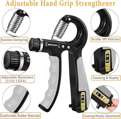 Grip Strength Trainer with Forearm Strengthener, Hand Grip Strengthener, Hand Extension Exerciser, Stress Relief Ball and Hand Grip Strengthener for Muscle Building and Injury Recover(5 PCS)