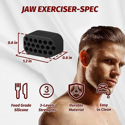 Jaw Exerciser for Men 3 Resistance Levels Jawline Exerciser Tablets 6 Pcs Silicone Jawline Trainer & Jaw Shaper for a More Contoured Face