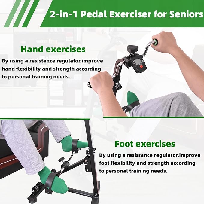 Upgraded Pedal Exerciser for Seniors Elderly Exercise Equipment Hand Arm Leg and Knee Peddler Bike Stroke Recovery Equipment, black