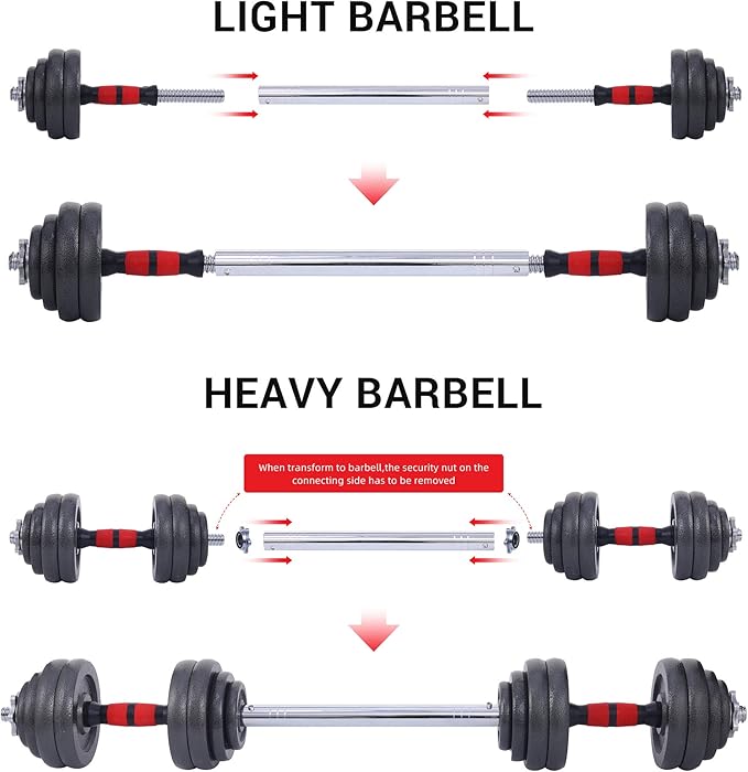 Nice C Adjustable Dumbbells, Barbell Weight Set, Dumbbell Set, Weights Adjustable 22/33/44/66/105 Lbs Home Gym 2 in 1, Anti-Slip Handle, All-Purpose, Office, Fitness