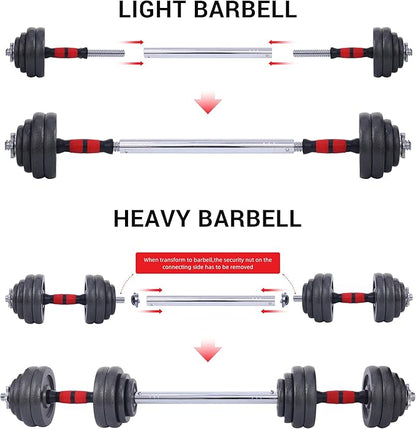 Nice C Adjustable Dumbbells, Barbell Weight Set, Dumbbell Set, Weights Adjustable 22/33/44/66/105 Lbs Home Gym 2 in 1, Anti-Slip Handle, All-Purpose, Office, Fitness