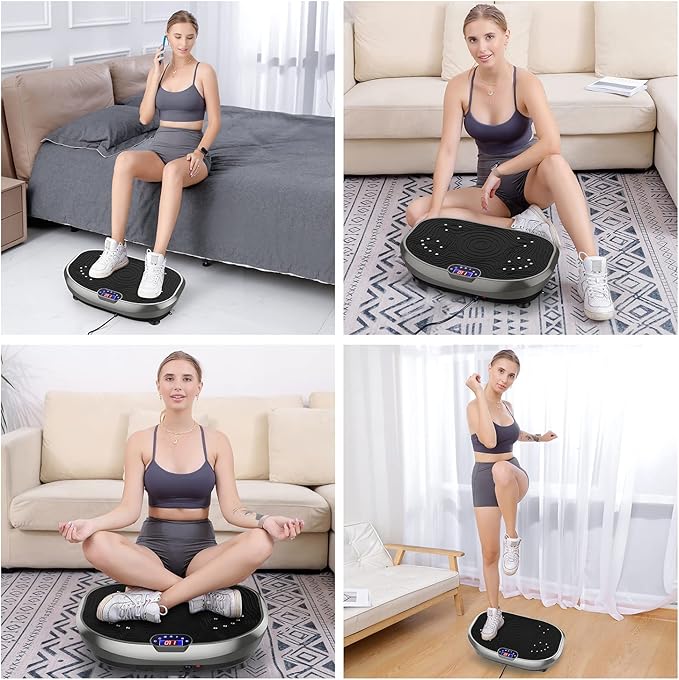 AXV Vibration Plate Exercise Machine Whole Body Workout Power Vibrate Fitness Platform Vibrating Machine Exercise Board for Weight Loss Shaping Toning Wellness Home Gyms Workout