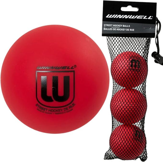 Winnwell Sports Street Hockey Balls - Indoor & Outdoor Balls with Storage Bag - Hockey Gear Ideal for Road, Or Street Hockey Games – 65mm & 50 Gram Weight