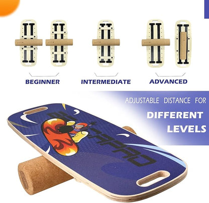 Balance Board Trainer, Wooden Balance Board with Adjustable Stoppers -3 Different Distance Options-Balance Exercise Equipment for Fitness Work