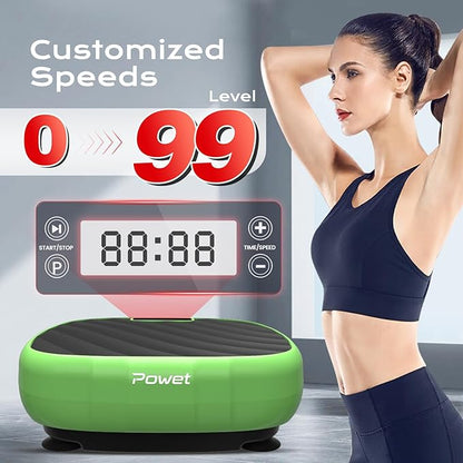 Compact Vibration Plate Exercise Machine, 99 Speed Levels Mini Whole Body Workout Waver Vibration Plate for Lymphatic Drainage with 5 Setting Modes for Shaping, Weight Loss, Toning